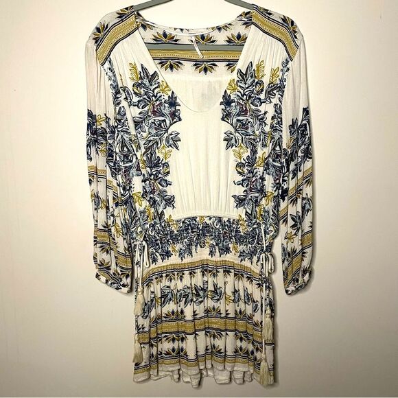 Free People Moonlight Drive Mini Boho Peasant Dress Ivory Small - Picture 2 of 14